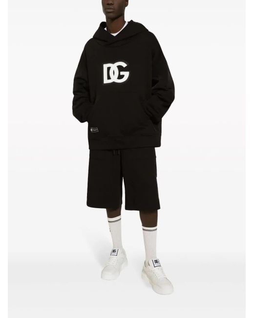 Dolce & Gabbana Black Logo Patch Drawstring Shorts for men