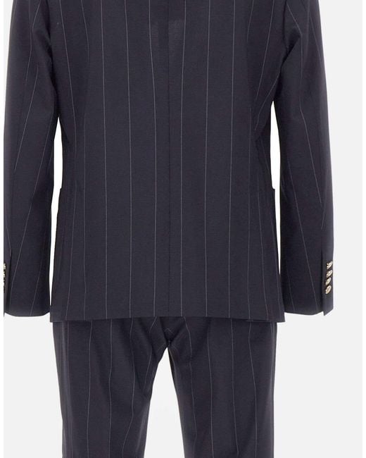 Eleventy Blue Pinstripe Double-Breasted Suit for men