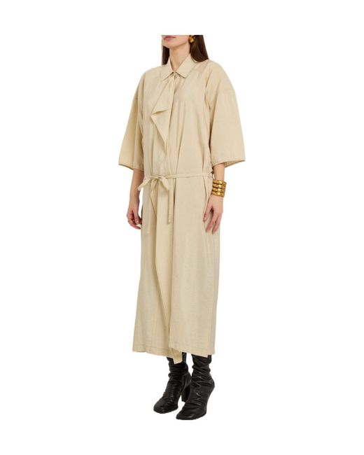 Lemaire Natural Belted Brushed Silkblend Midi Shirt Dress