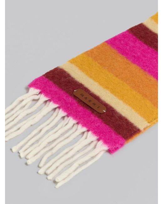 Marni White Striped Knit Scarf