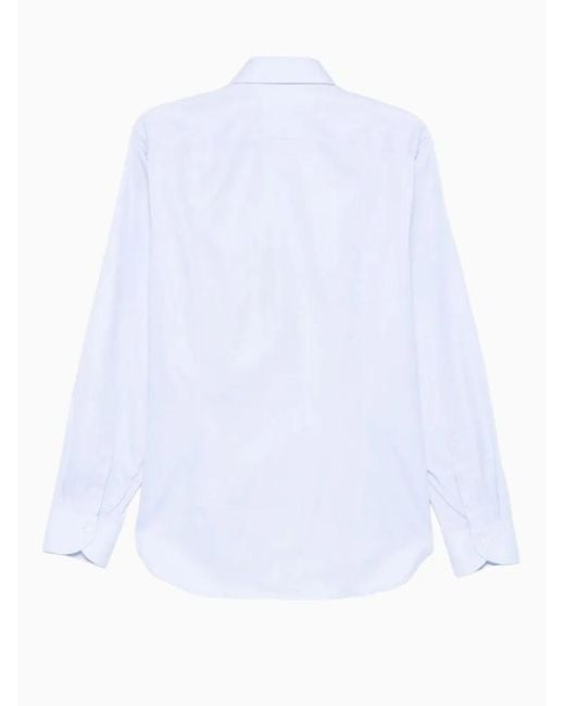Canali White Long-Sleeve Cotton Shirt for men
