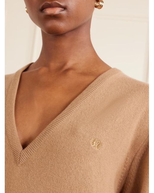 Blazé Milano Natural Highland Embroidered Wool And Cashmere-Blend Sweater
