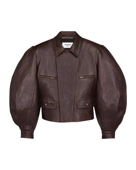 Saint Laurent Brown Balloon-Sleeve Jacket