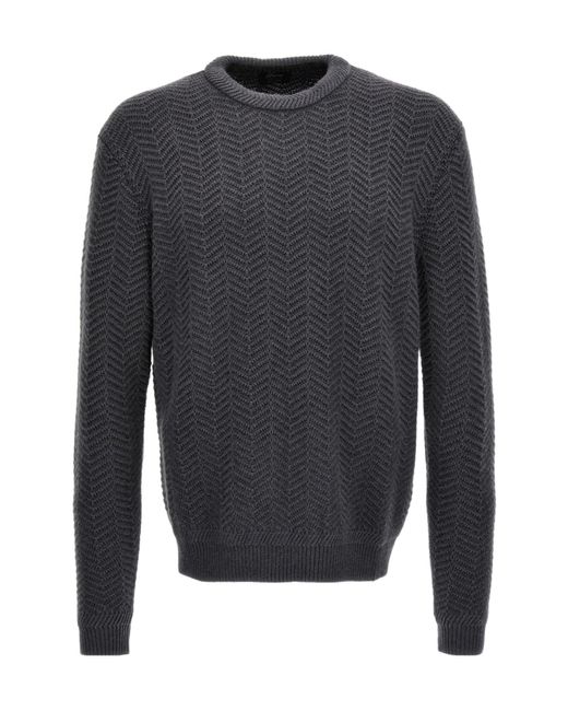 Brioni Gray Chevron-Knitted Cashmere Jumper for men