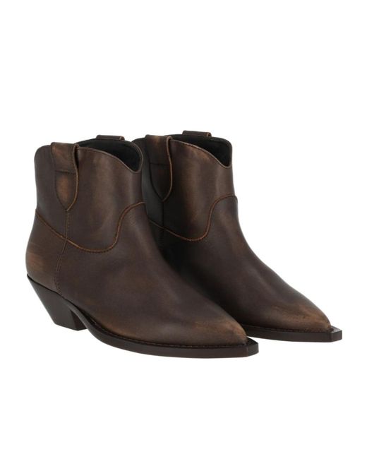Via Roma 15 Brown Pointed-Toe Ankle Boots