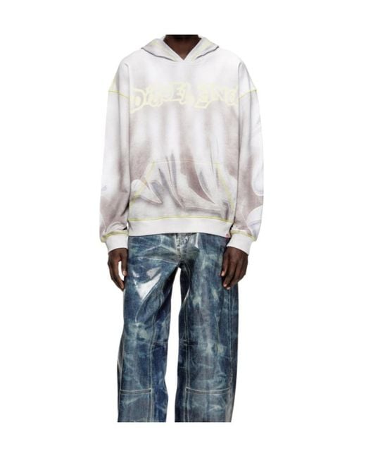 DIESEL Gray Boxt-Hood-Show Long-Sleeved Hoodie for men