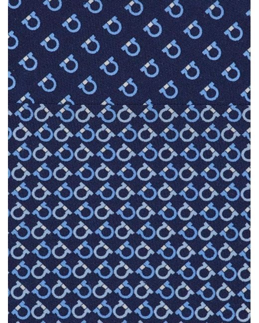 Ferragamo Blue Gancini Check Tie for men