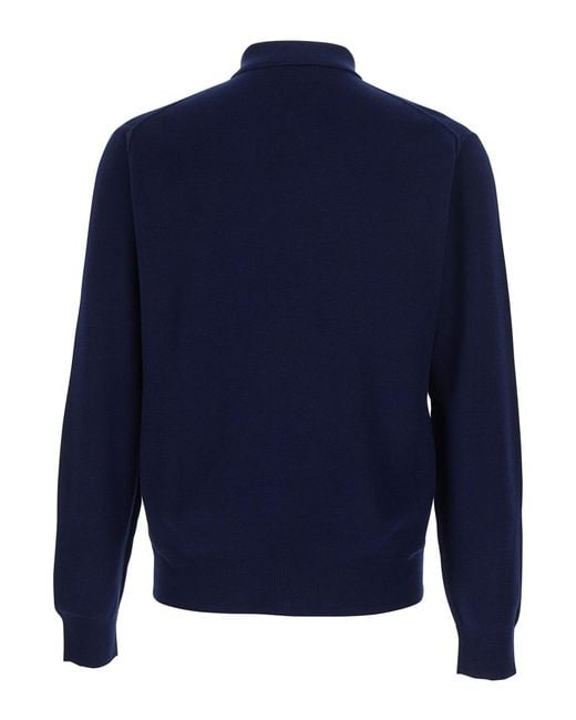 Tom Ford Blue Long-Sleeved Knitted Polo Shirt for men