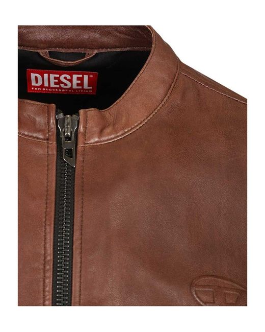 DIESEL Brown Leather Jacket for men