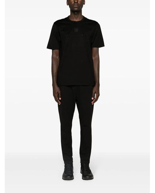 C P Company Black Logo-Appliqué Crewneck T-Shirt for men