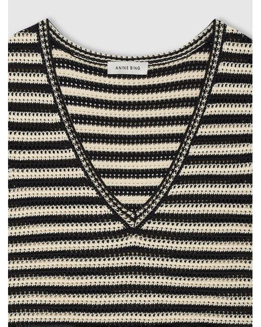 Anine Bing Black Lowen Striped V-Neck Vest