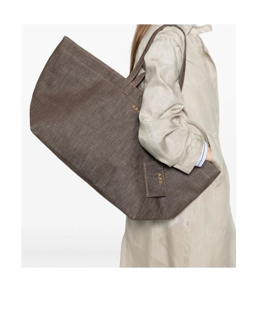 A.P.C. Brown Le Drummer Toile Large Tote Bag for men