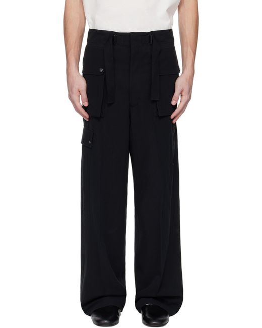Auralee Black Wide-Leg Overalls for men