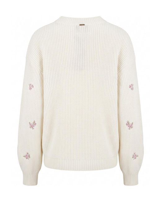Twinset White Ribbed Knit Sweater