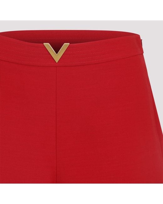 Valentino Red Logo Plaque Shorts