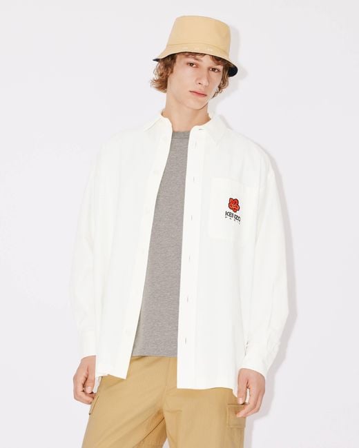 KENZO White Boke Flower Embroidered Buttoned Shirt for men