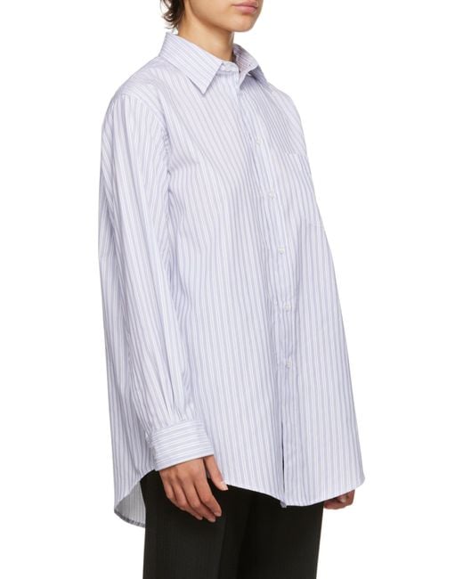 Maison Margiela Blue Pinstripe Long-Sleeved Shirt