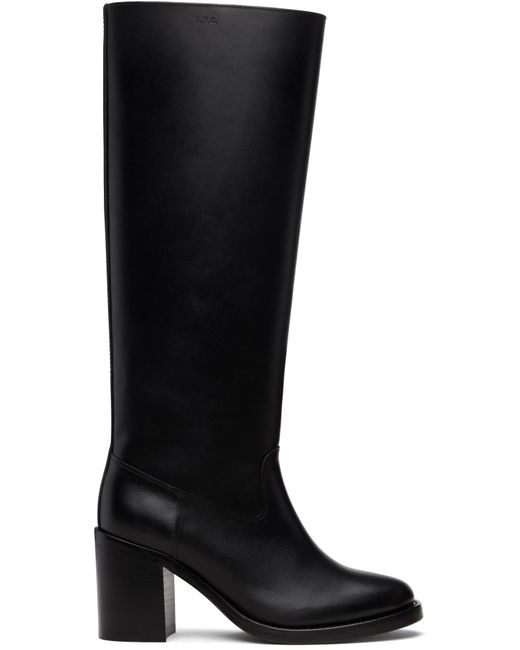 A.P.C. Black Round Toe Heeled Boots