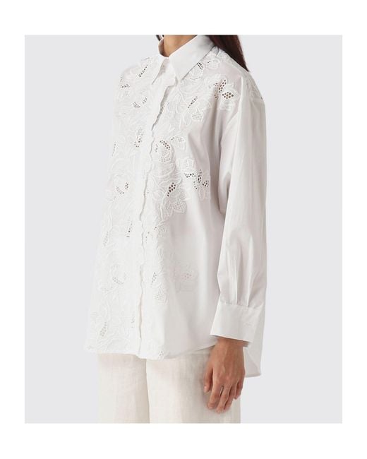 Ermanno Scervino White Embroidered Scalloped Shirt