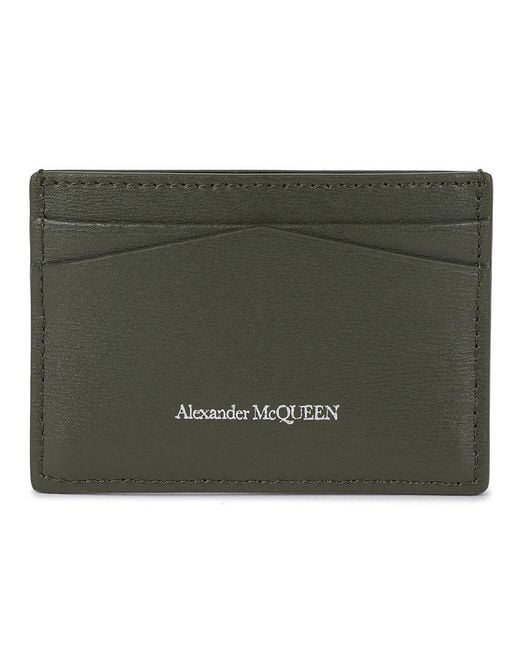 McQueen Green Skull Leather Card Holder