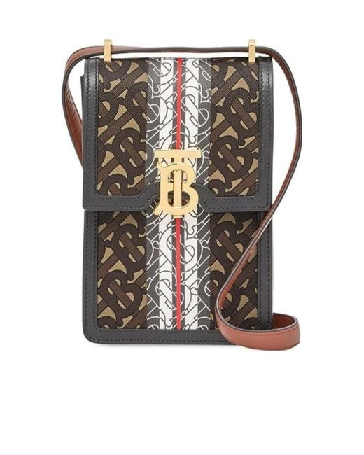 Burberry Black Robin Monogram Stripe Crossbody Bag
