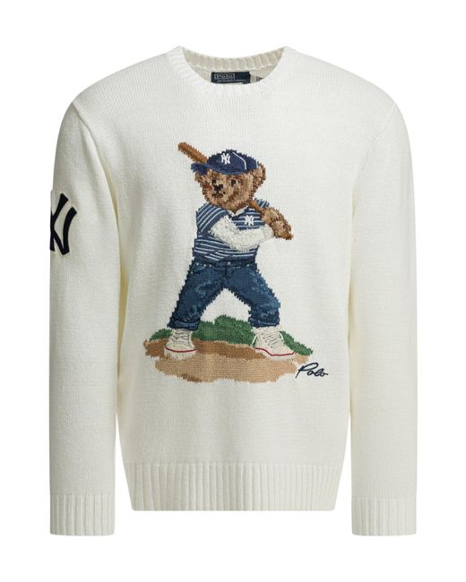 Polo Ralph Lauren White Knitted Crew Neck Sweater for men