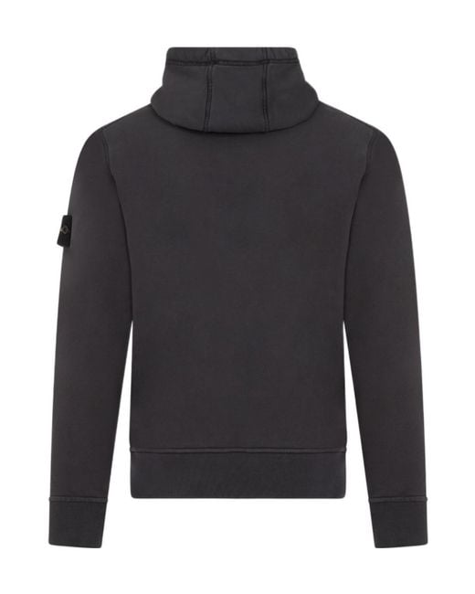 Stone Island Gray Compass Patch Drawstring Hoodie for men