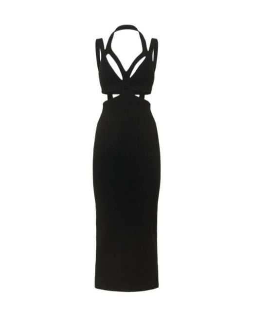 Dion Lee Black Rib Knit Interlink Crossed Midi Dress