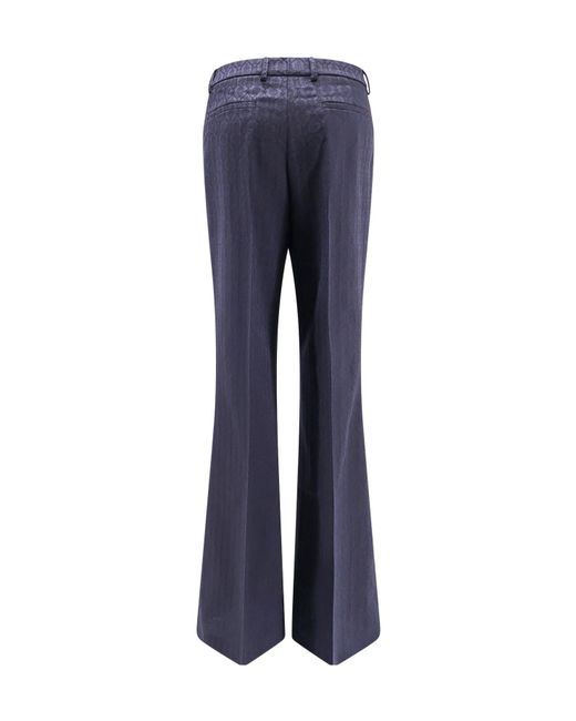 Etro Blue Pleated Flared Trousers