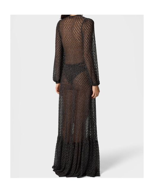 Missoni Black Spiderweb Motif Flounce Long Cover-Up Dress