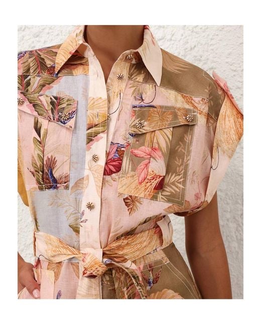 Zimmermann Pink Ascension Cuffed Playsuit