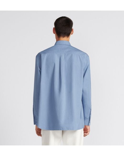 Dior Blue Homme Logo Embroidered Long-Sleeved Shirt for men