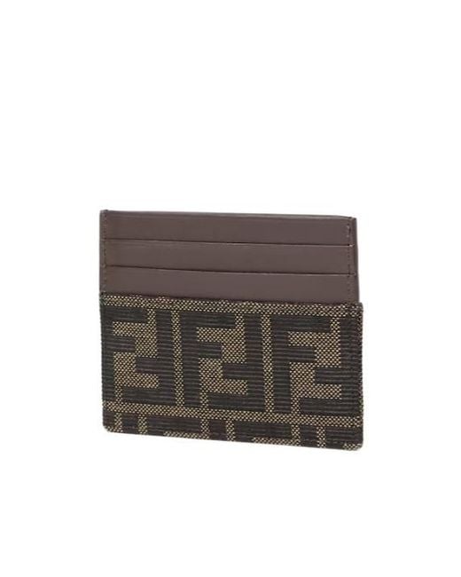 Fendi Gray Ff Jacquard Card Holder for men