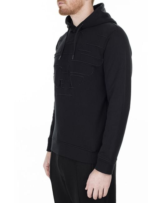 Emporio Armani Blue Logo Hooded Sweater for men