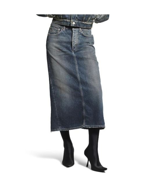 Balenciaga Blue Denim Midi Skirt