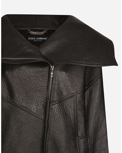 Dolce & Gabbana Black Oversized Biker Jacket