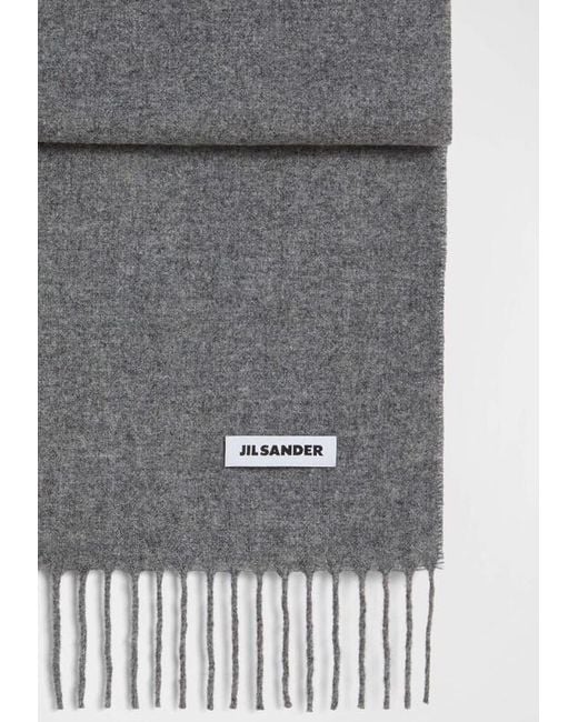 Jil Sander Gray Slim Wool Scarf for men