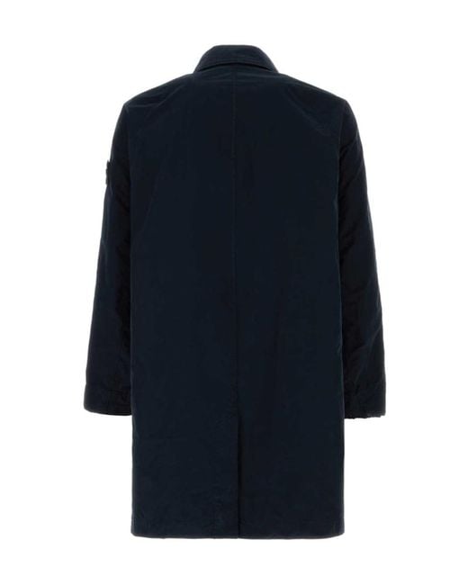 Stone Island Blue Long Trench Coat for men