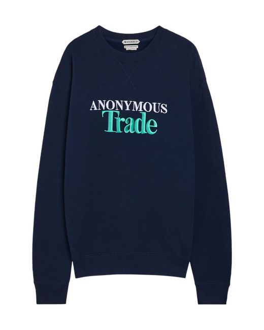 J.W. Anderson Blue Cotton Crew Neck Embroidered Sweatshirt for men