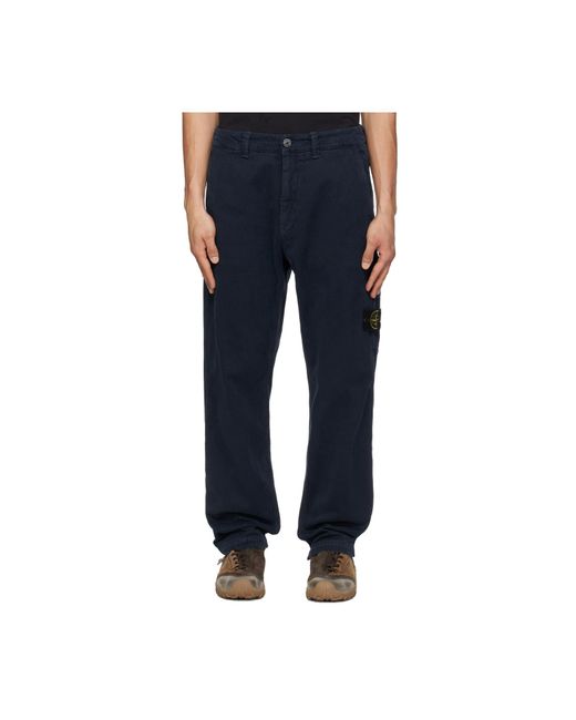 Stone Island Blue Casual Trousers With Belt Loops for men