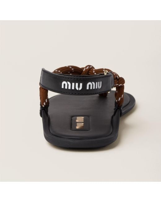 Miu Miu Brown Round-Toe Cord-Strap Sandals