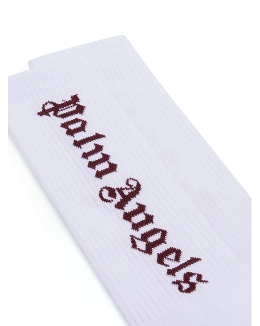 Palm Angels White Logo Intarsia Socks for men
