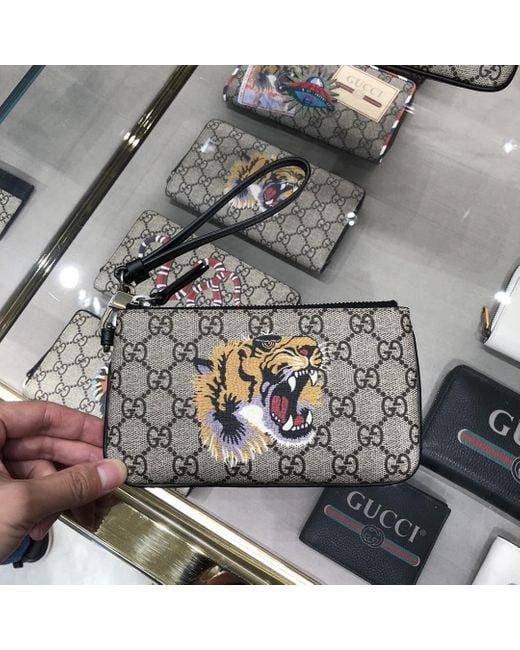 Gucci White Tiger Head Printed Wallet for men