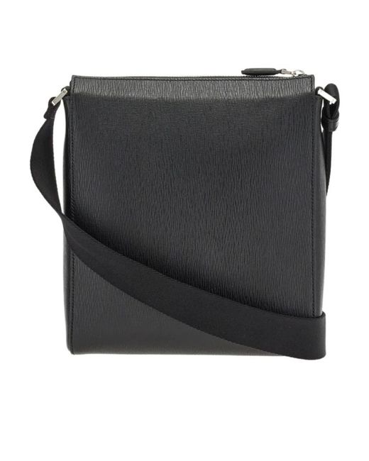 Ferragamo Black Ferragamo Gancini Logo Plaque Zipped Messenger Bag for men