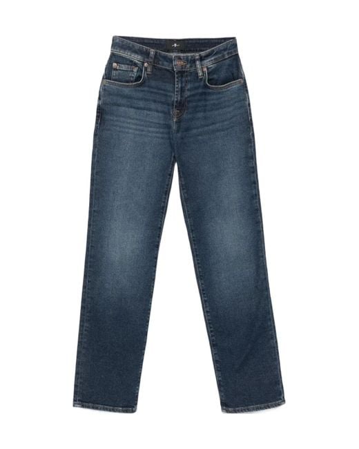 7 For All Mankind Blue Straight Leg Calie Jeans