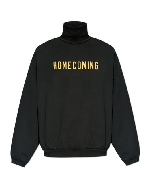 Fear Of God Black Slogan Printed Roll-Neck Sweatshirt for men
