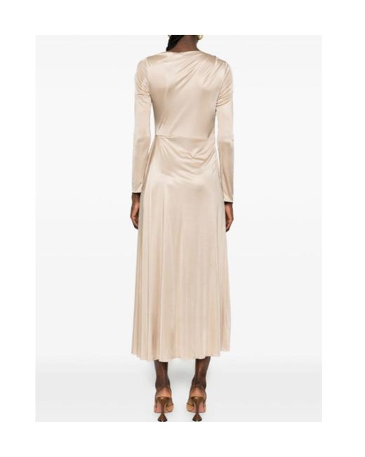 Fabiana Filippi Natural Draped Belted Midi Dress