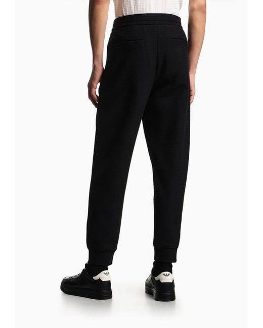 Emporio Armani Black Textured Track Pants for men