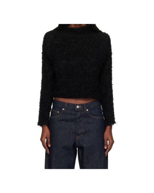 Issey Miyake Black Long-Sleeved Drop-Shoulder Sweater