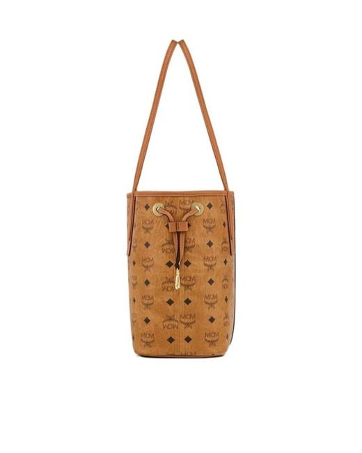 MCM Brown Liz Visetos Double-Sided Shopping Bag